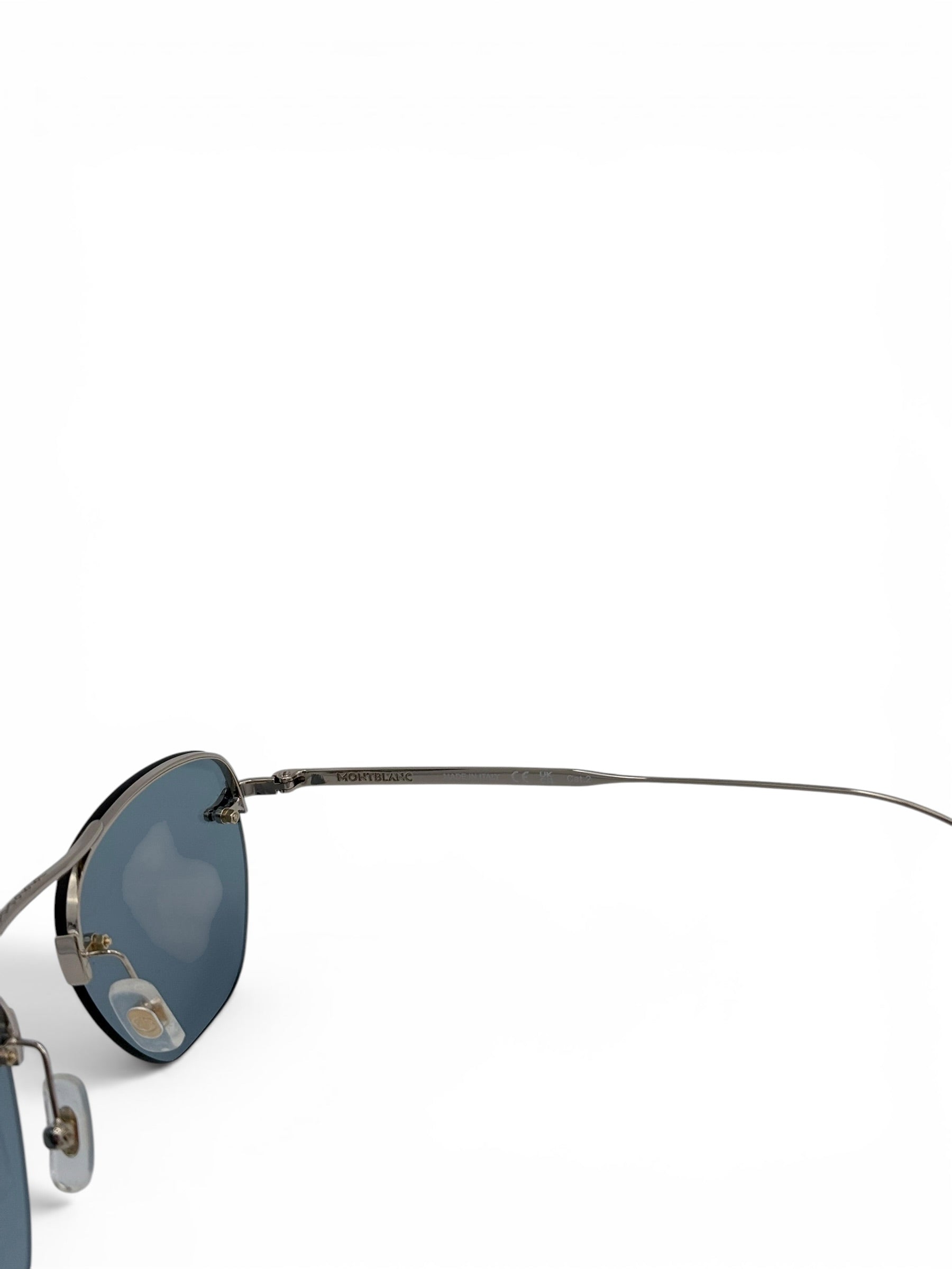 Montblanc silver-light blue sunglasses