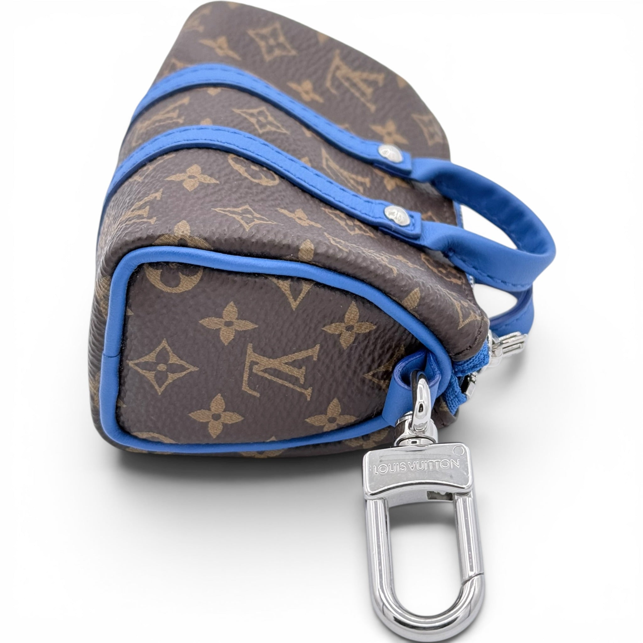 Louis Vuitton Mini Keepall Charm - Monogram Canvas & Blue Leather