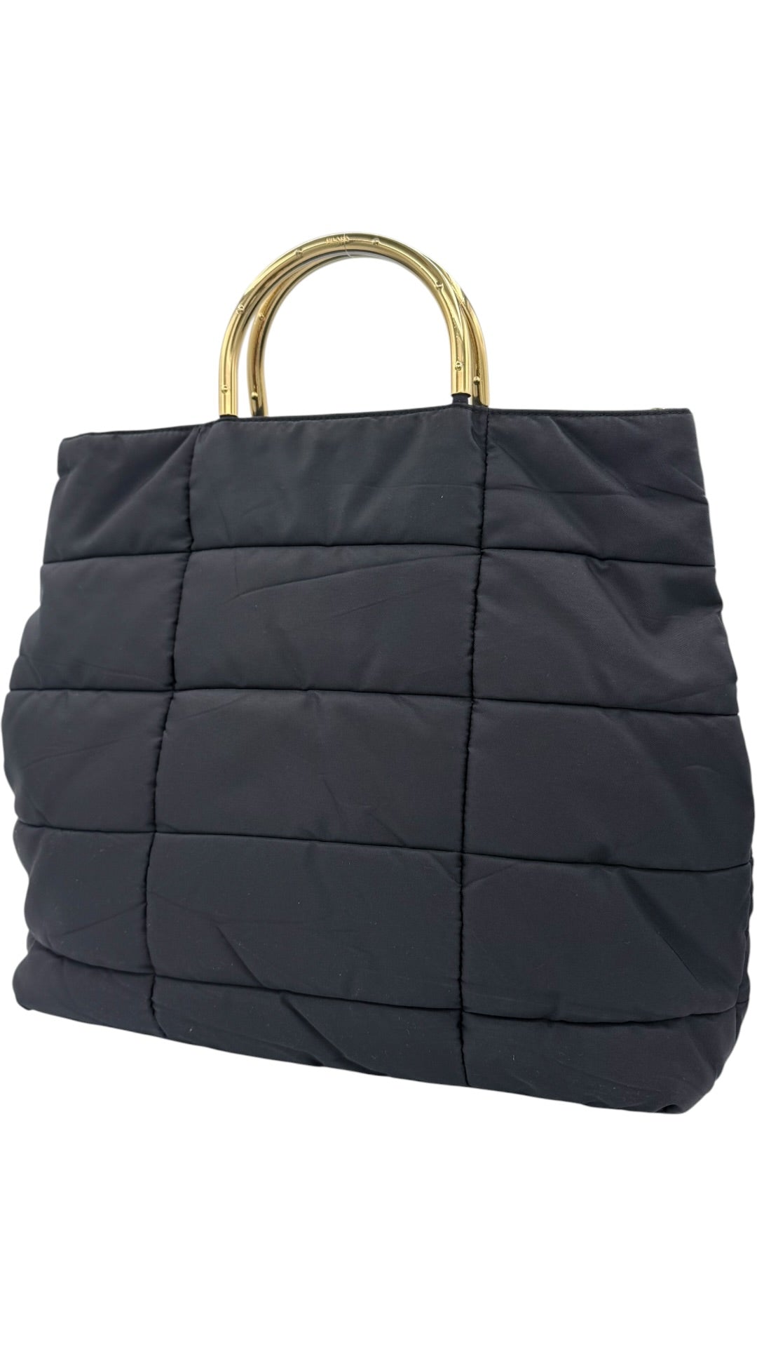 Prada Nylon Padded Tote - Black / Gold
