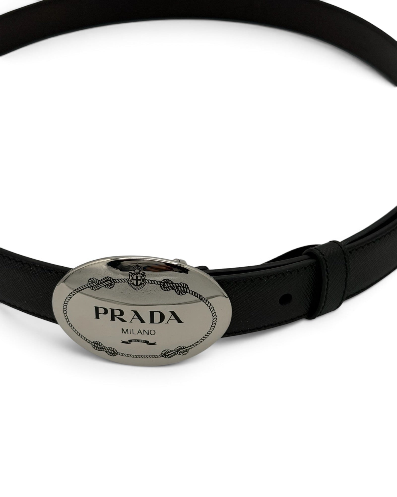 Cinto Prada em Pele Saffiano – Preto