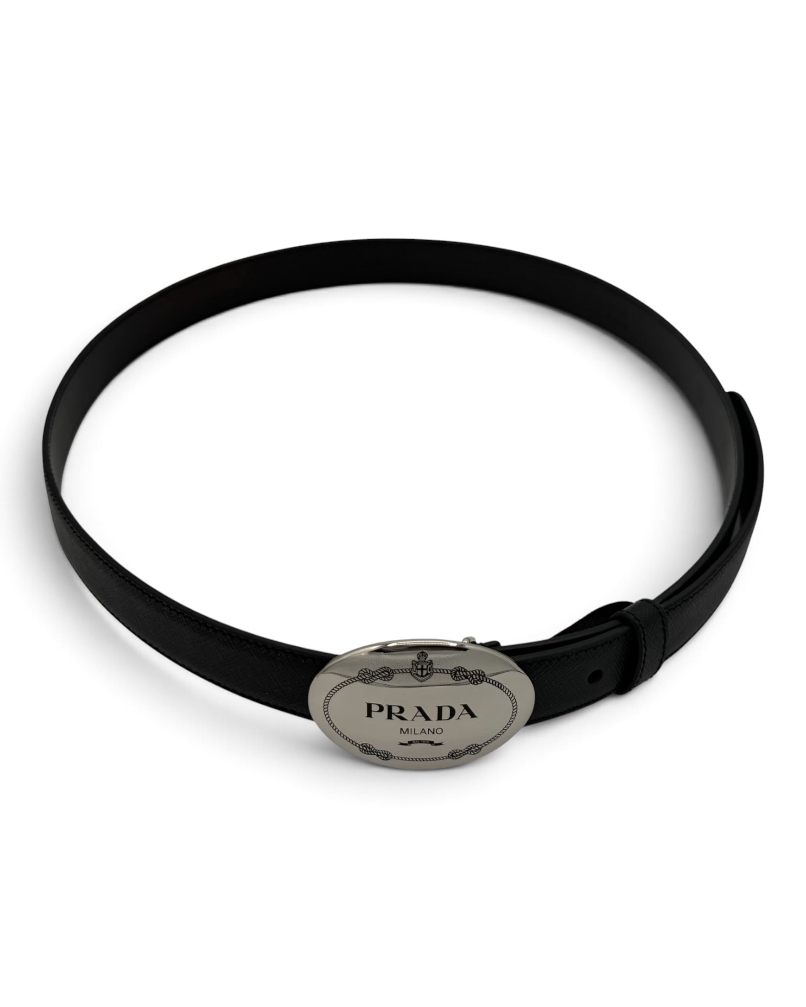 Cinto Prada em Pele Saffiano – Preto