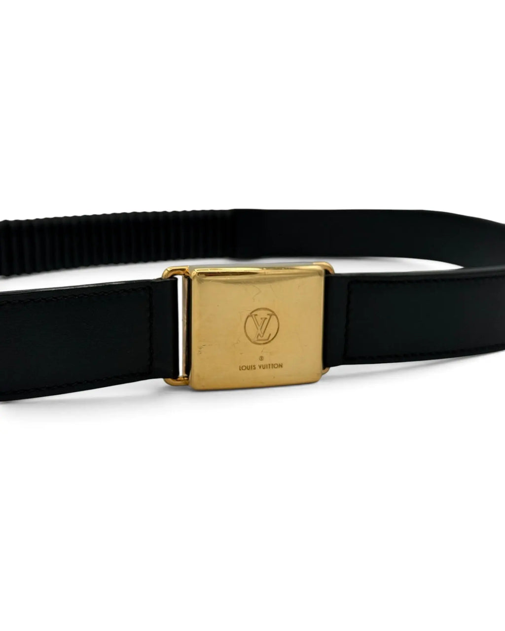 Louis Vuitton Vintage Belt – Black Leather – Gold LV Buckle LUXVINTAGELISBON