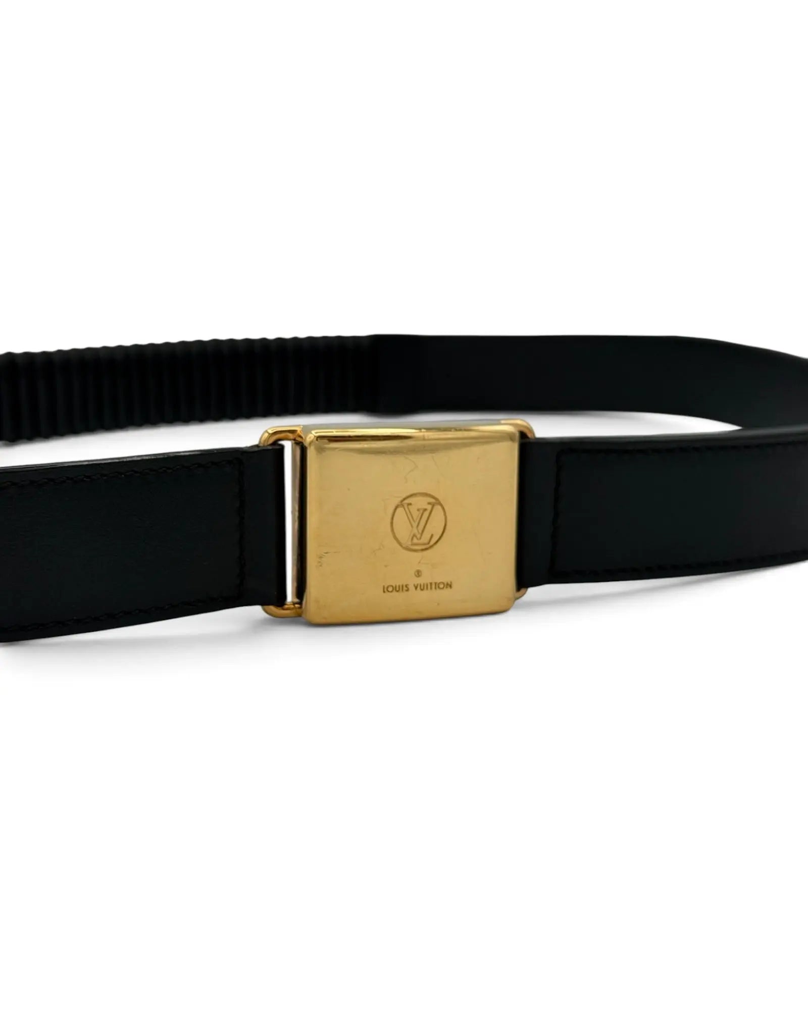 Louis Vuitton Vintage Belt – Black Leather – Gold LV Buckle LUXVINTAGELISBON