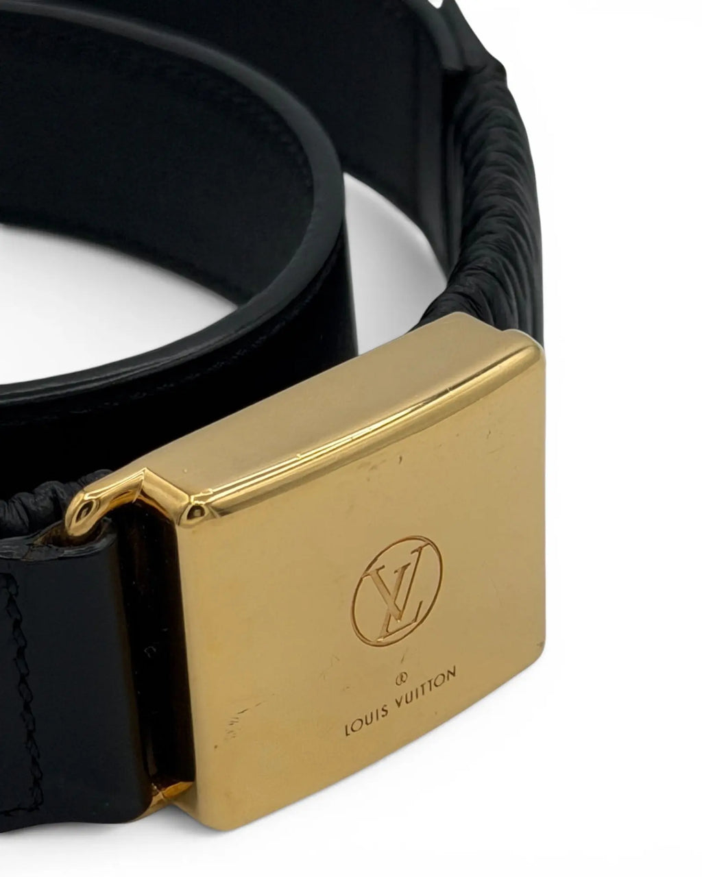Louis Vuitton Vintage Belt – Black Leather – Gold LV Buckle LUXVINTAGELISBON