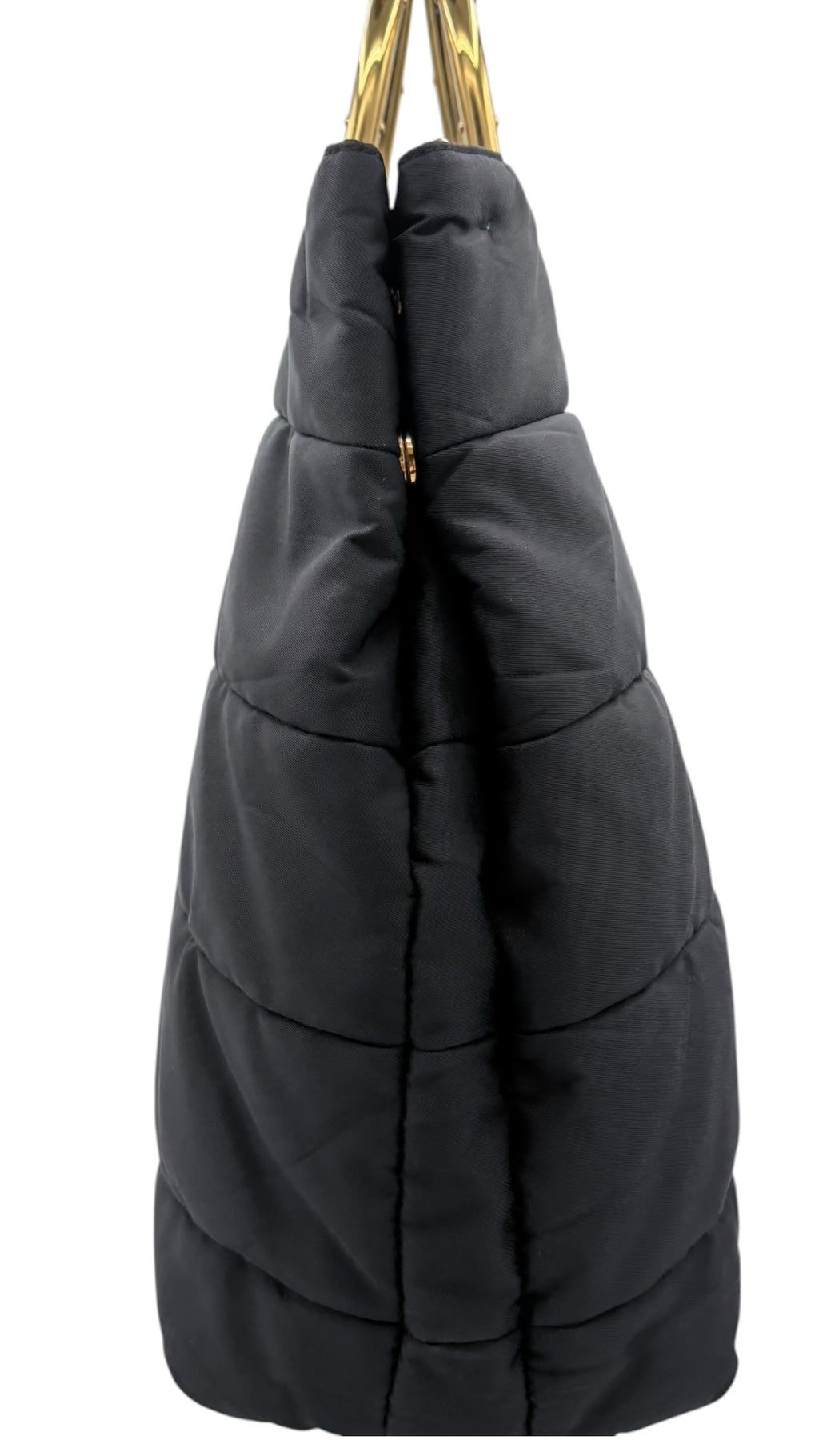 Prada Nylon Padded Tote - Black / Gold