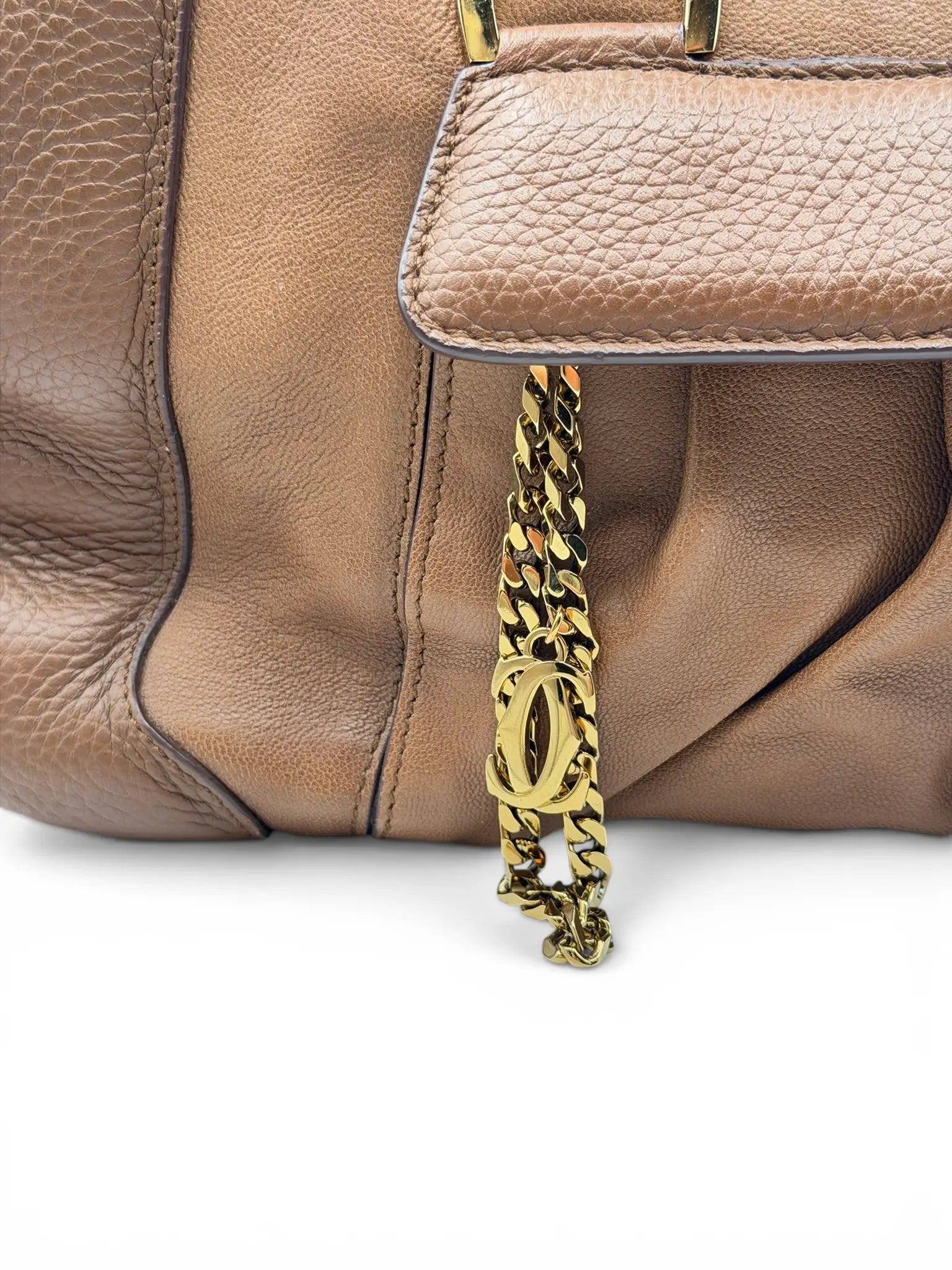 Cartier Bowler Bag – Brown Grained Leather – Gold Hardware