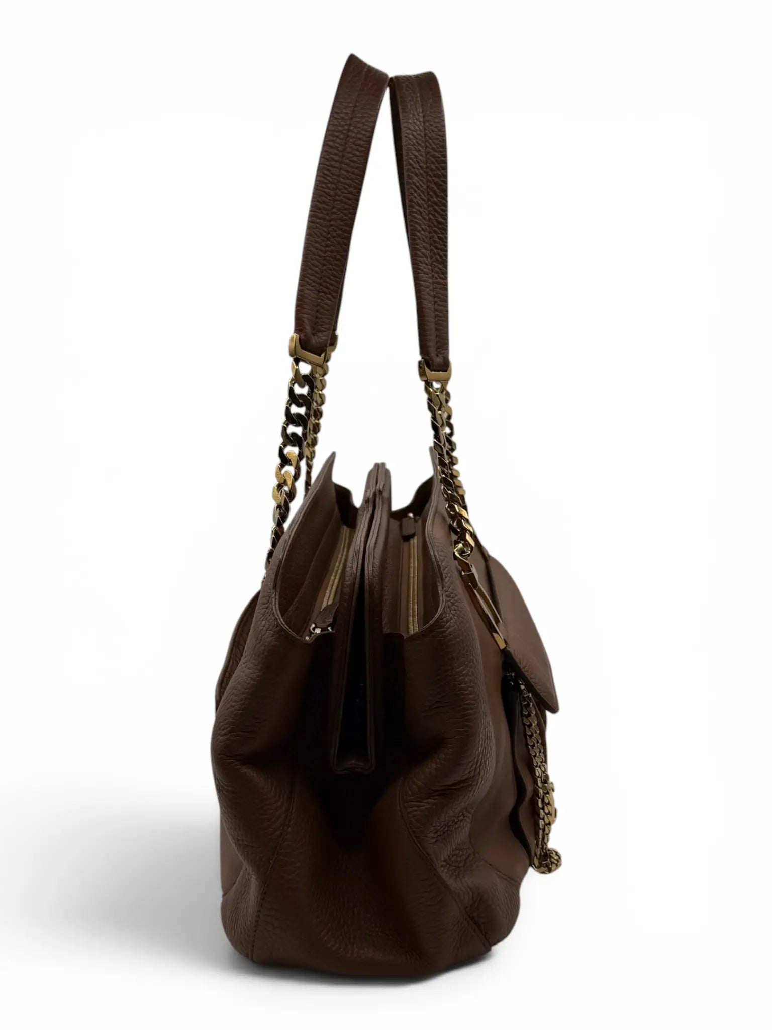 Cartier Bowler Bag – Brown Grained Leather – Gold Hardware