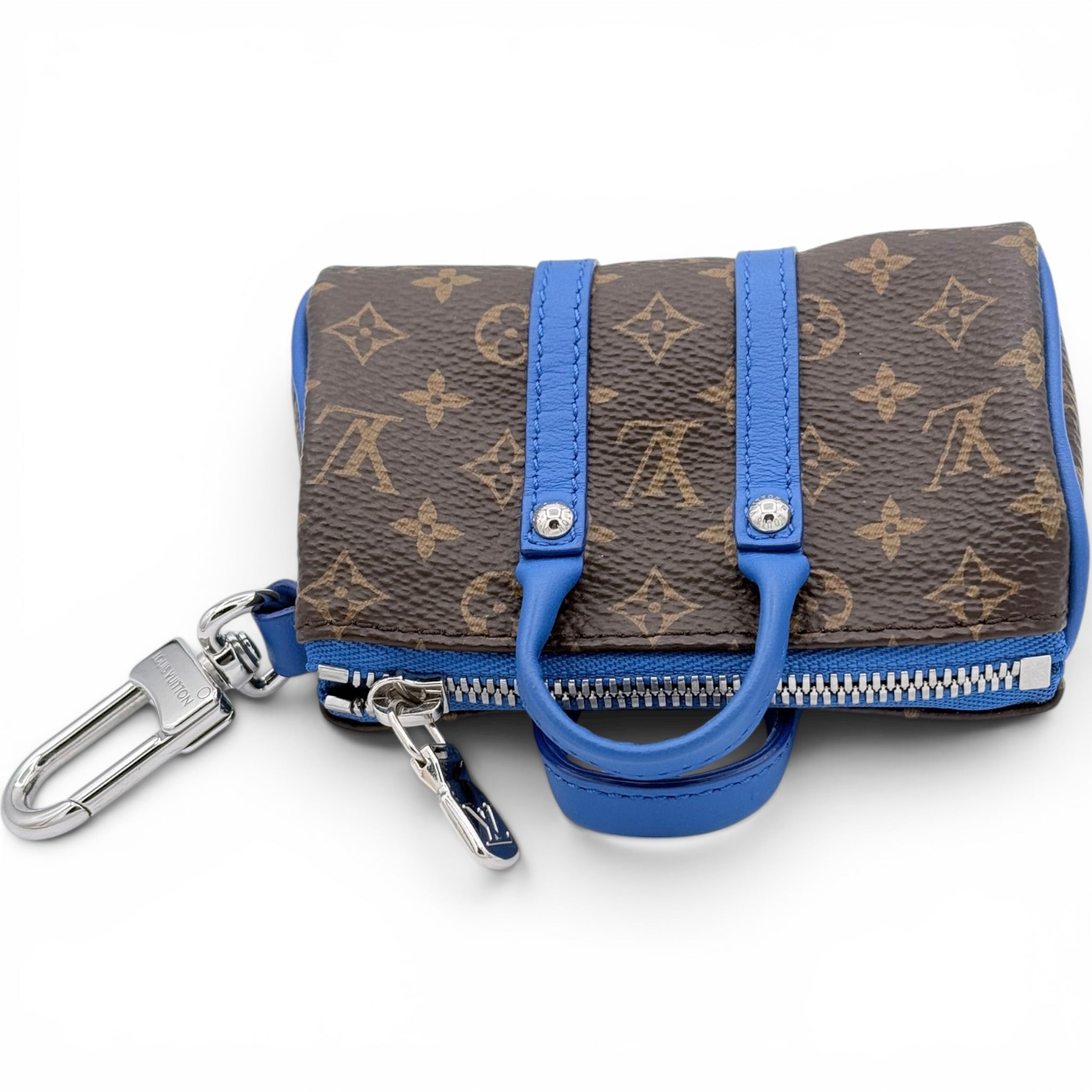 Louis Vuitton Mini Keepall Charm - Monogram Canvas & Blue Leather