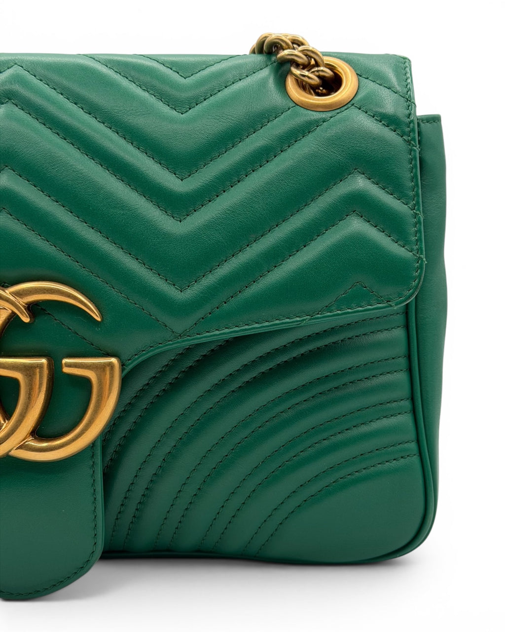 Gucci GG Marmont Matelassé Flap Bag – Green LUXVINTAGELISBON