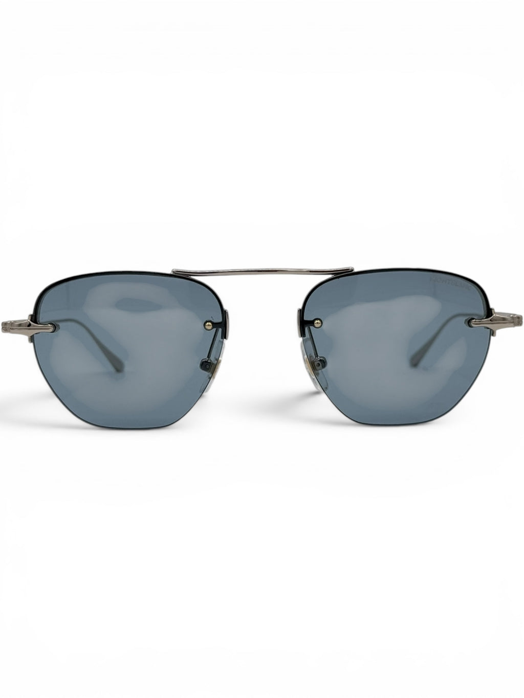 Montblanc silver-light blue sunglasses