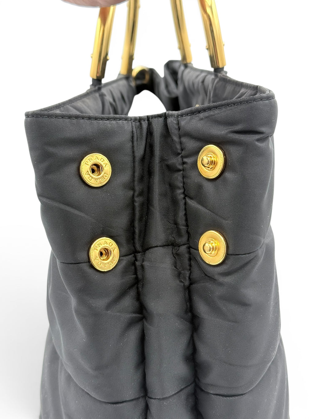 Prada Nylon Padded Tote - Black / Gold