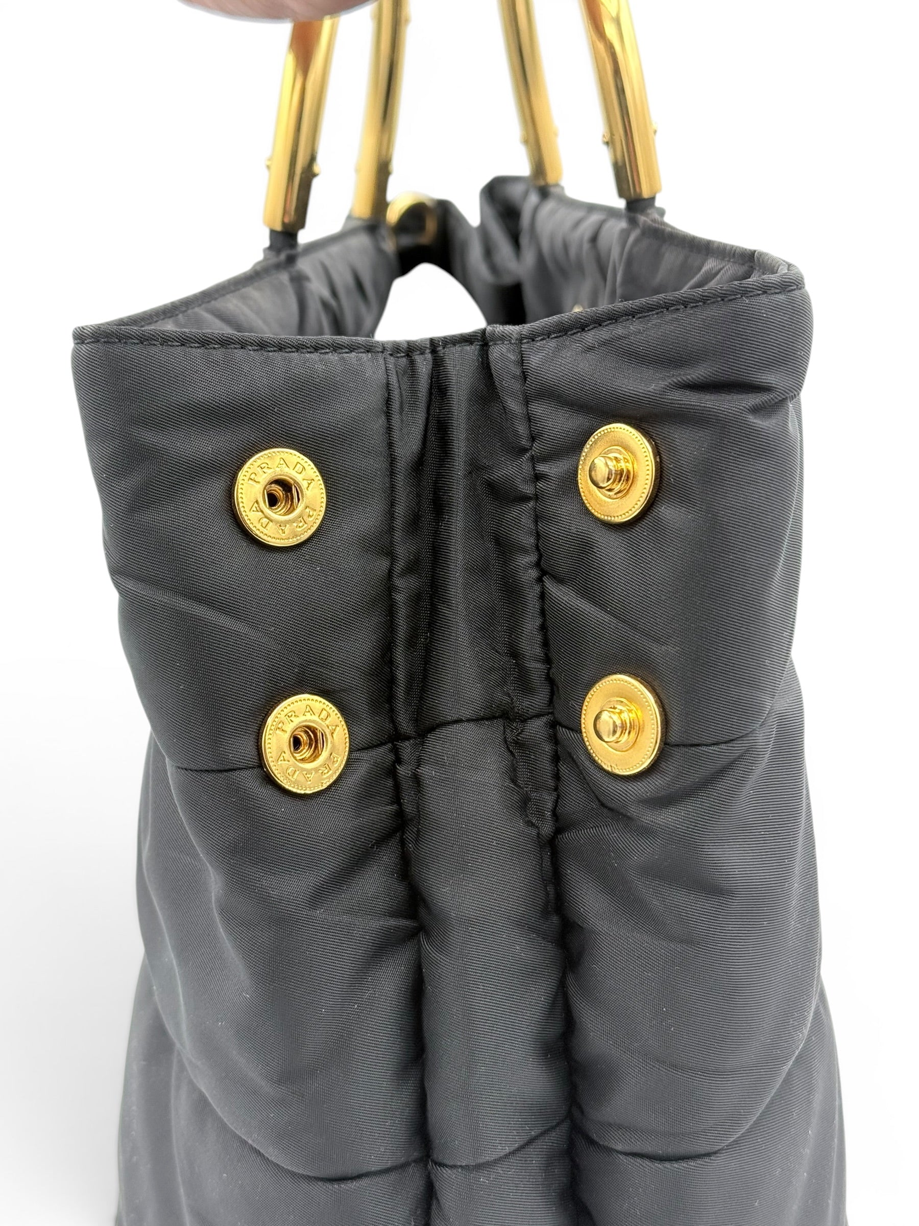 Prada Nylon Padded Tote - Black / Gold
