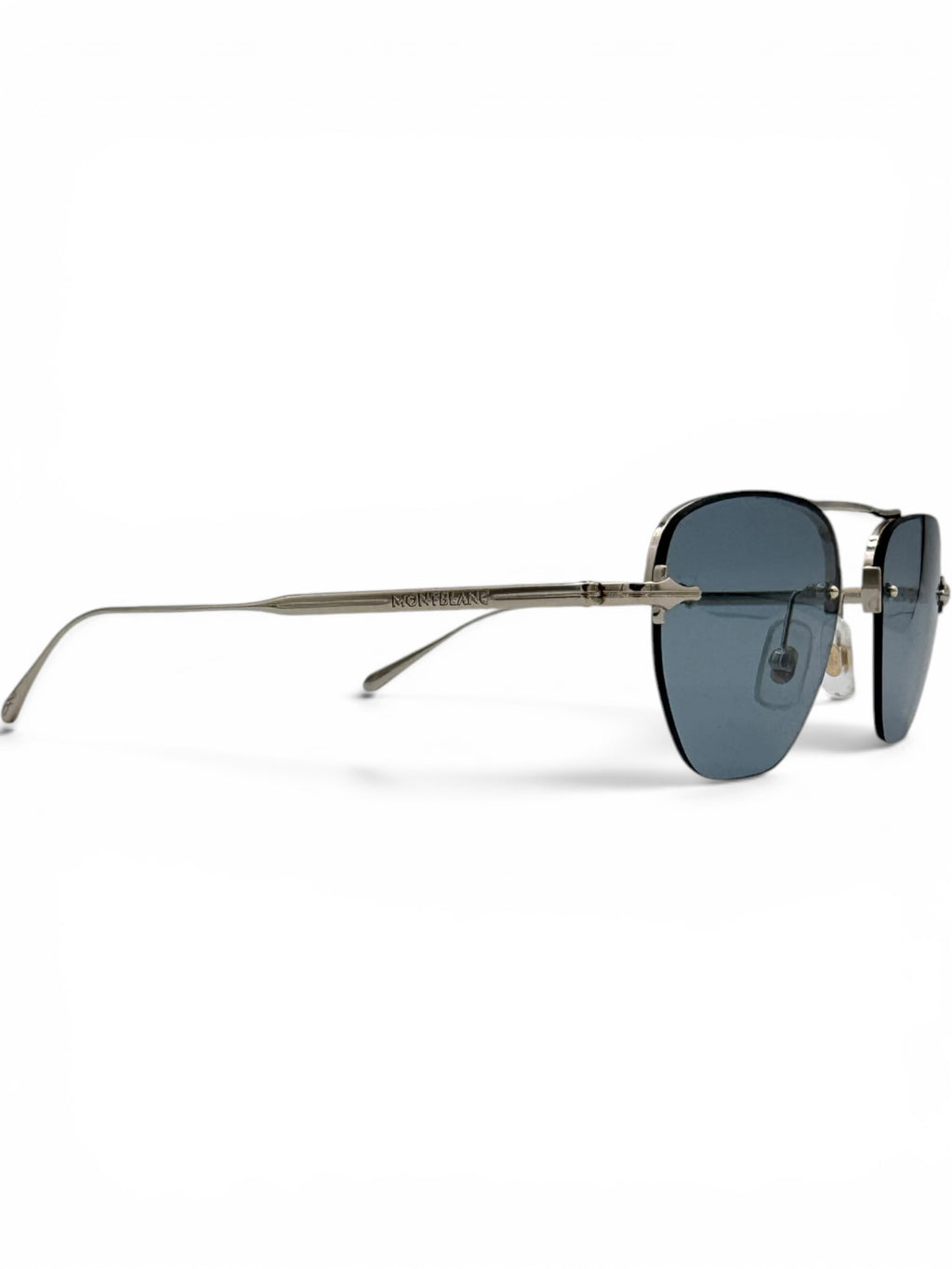 Montblanc silver-light blue sunglasses