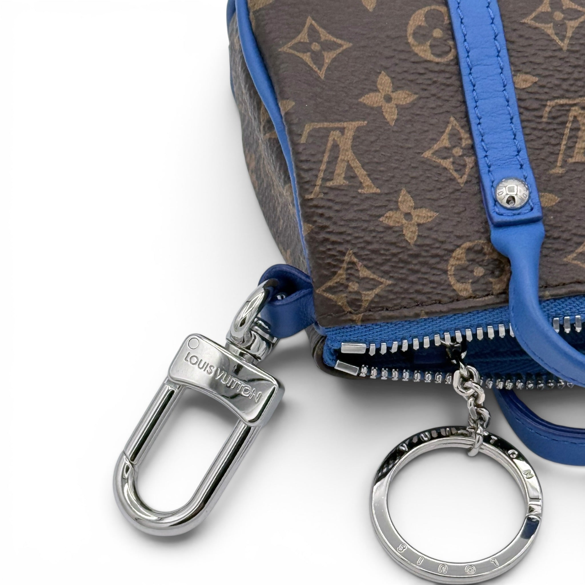 Louis Vuitton Mini Keepall Charm - Monogram Canvas & Blue Leather