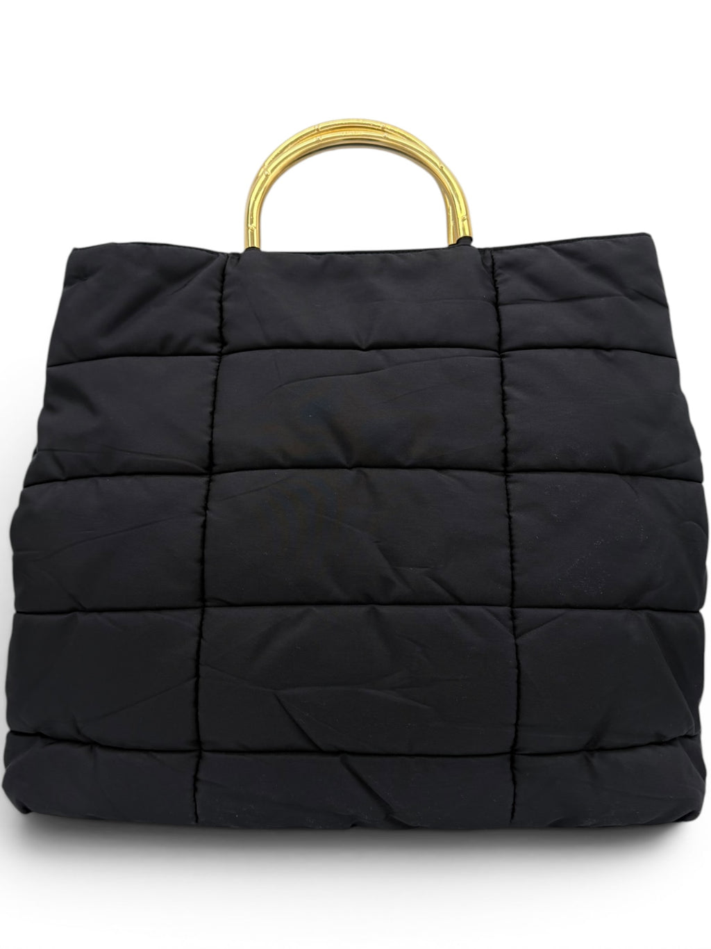 Prada Nylon Padded Tote - Black / Gold