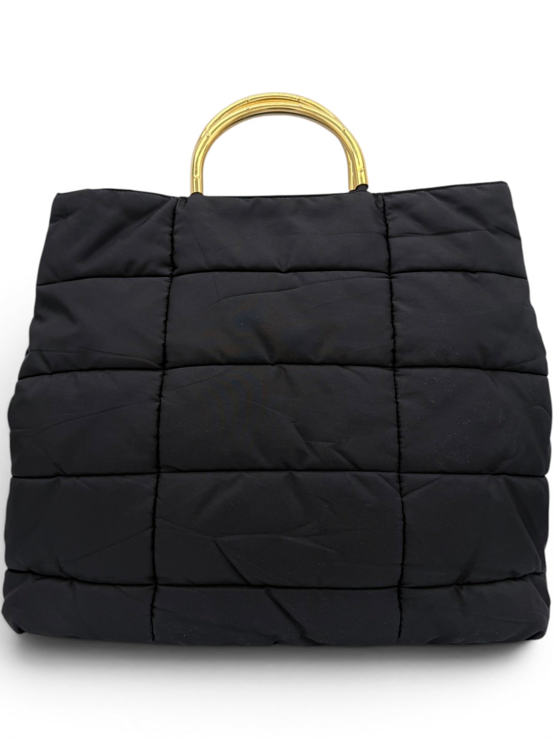 Prada Nylon Padded Tote - Black / Gold