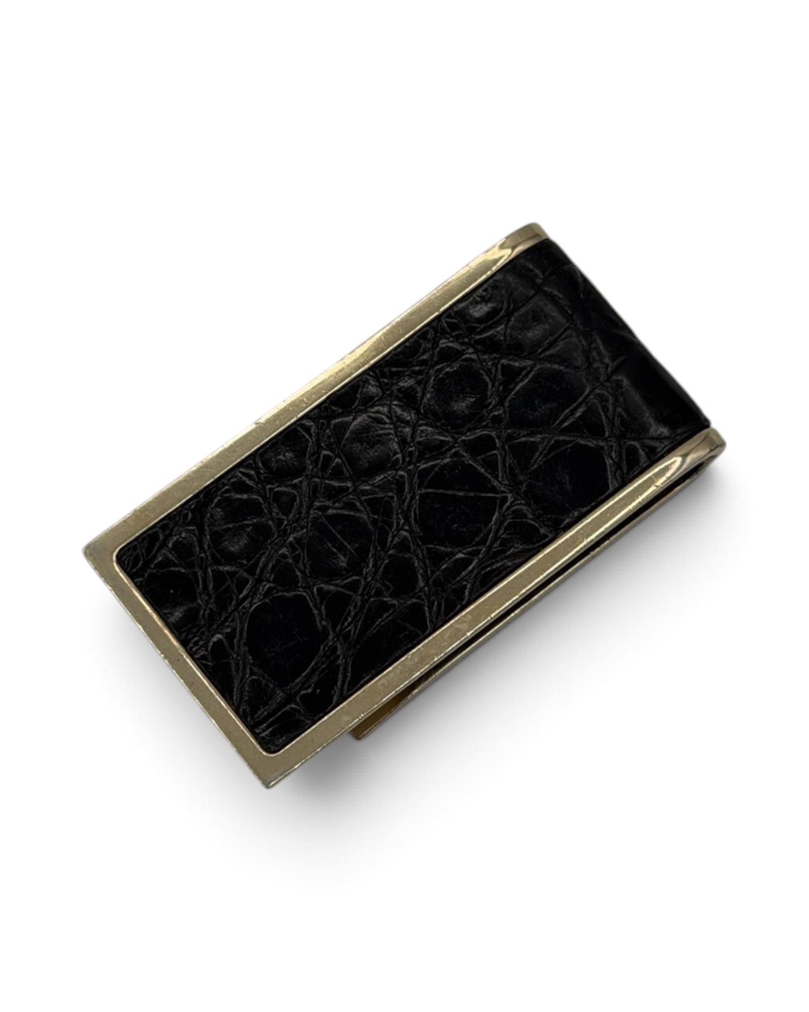 Gucci Crocodile-Embossed Leather Money Clip – Gold-Tone