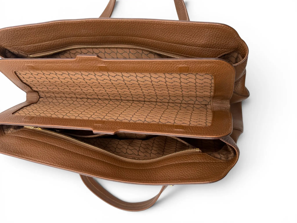 Cartier Bowler Bag – Brown Grained Leather – Gold Hardware
