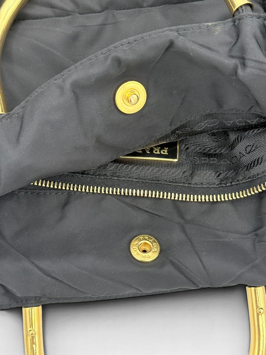 Prada Nylon Padded Tote - Black / Gold