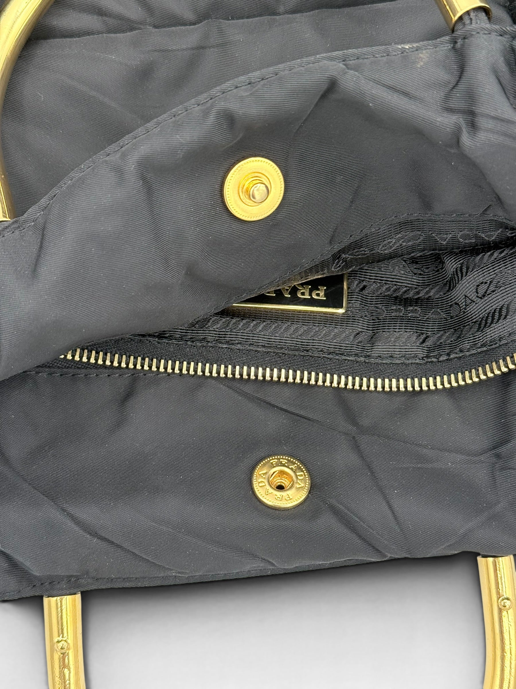 Prada Nylon Padded Tote - Black / Gold