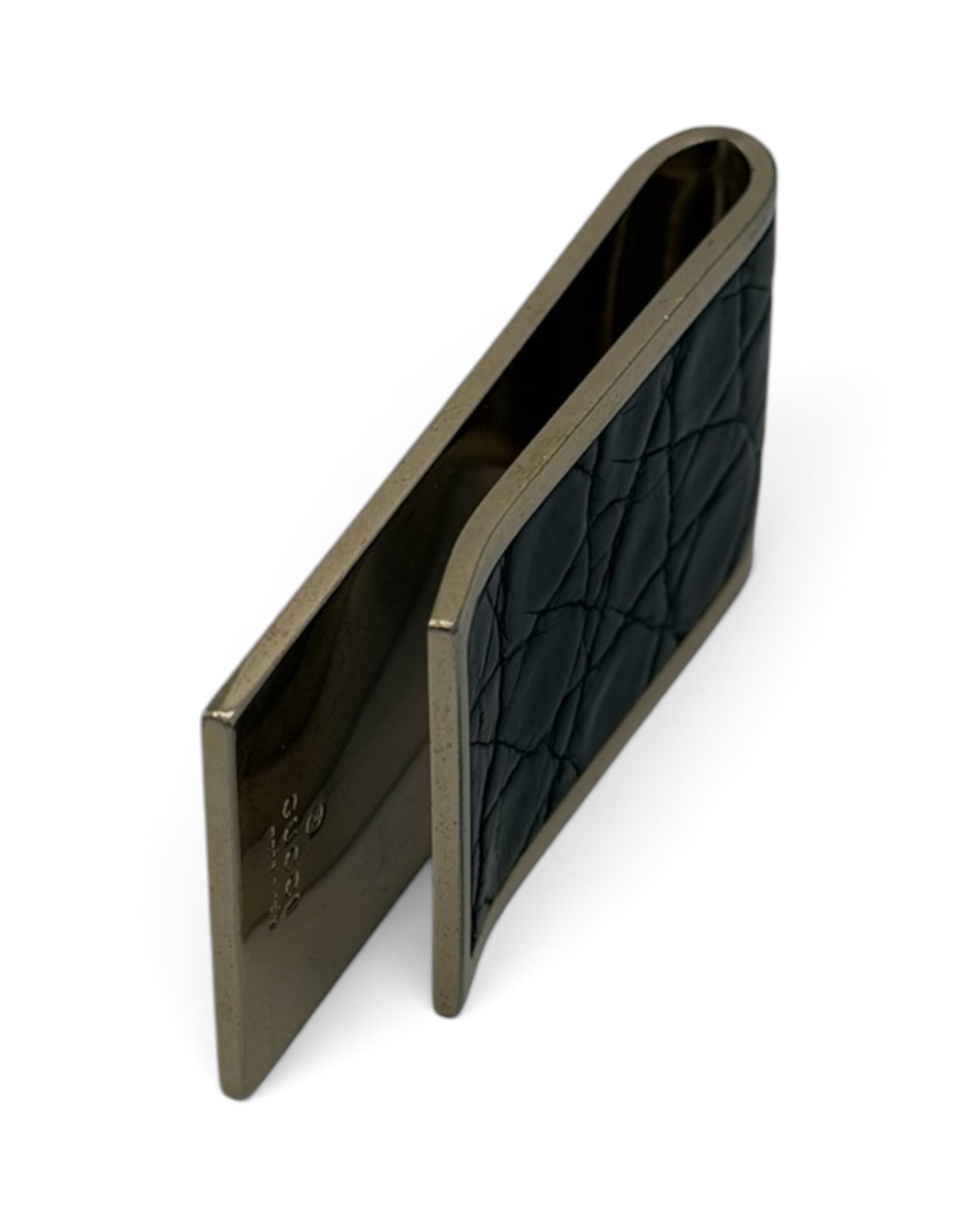 Gucci Crocodile-Embossed Leather Money Clip – Gold-Tone