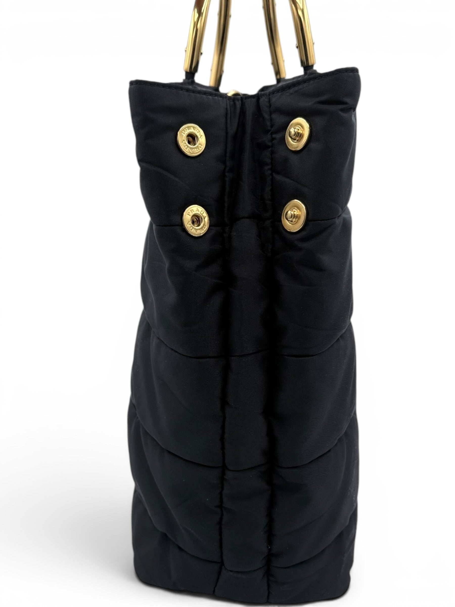 Prada Nylon Padded Tote - Black / Gold