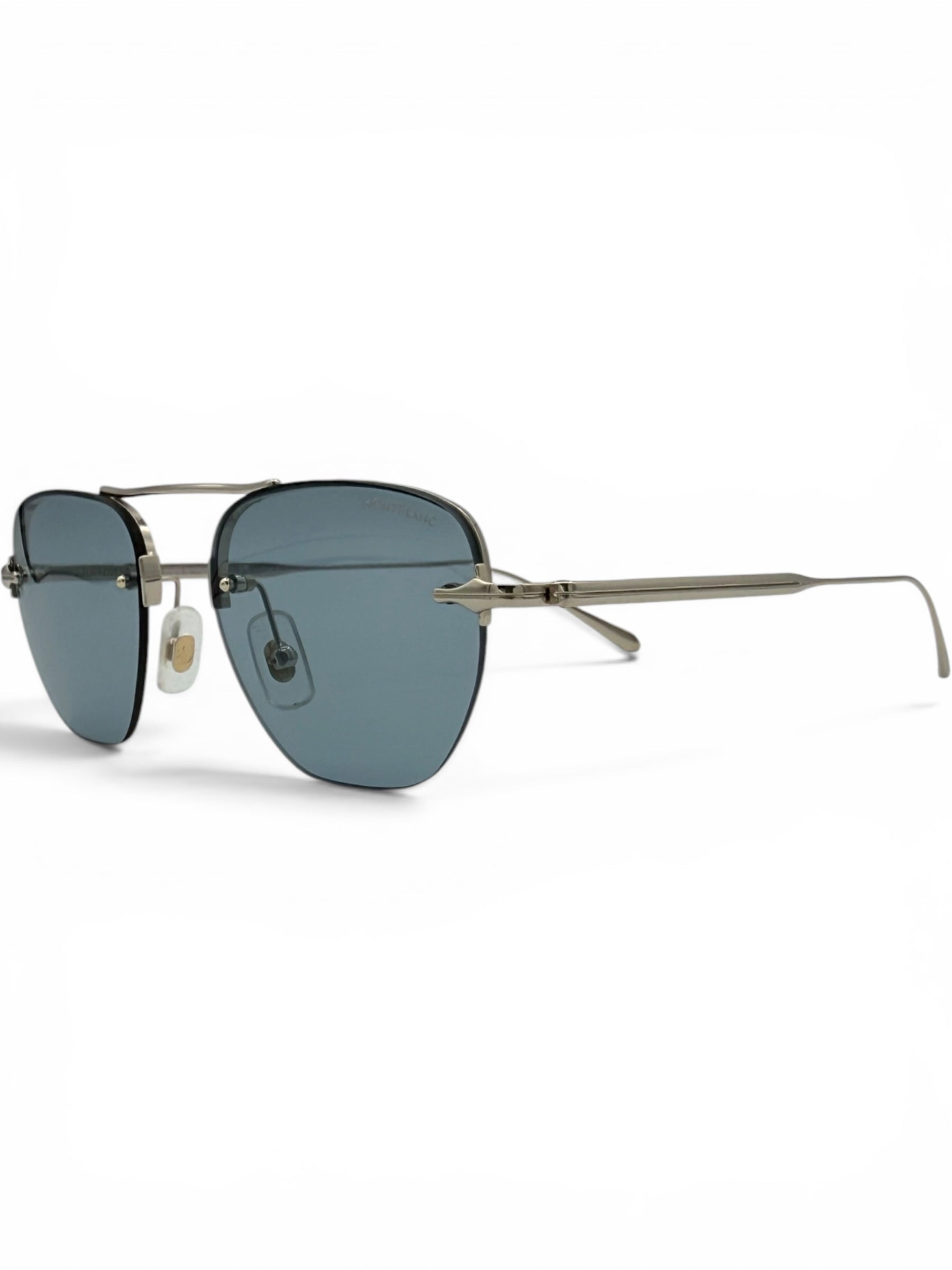 Montblanc silver-light blue sunglasses