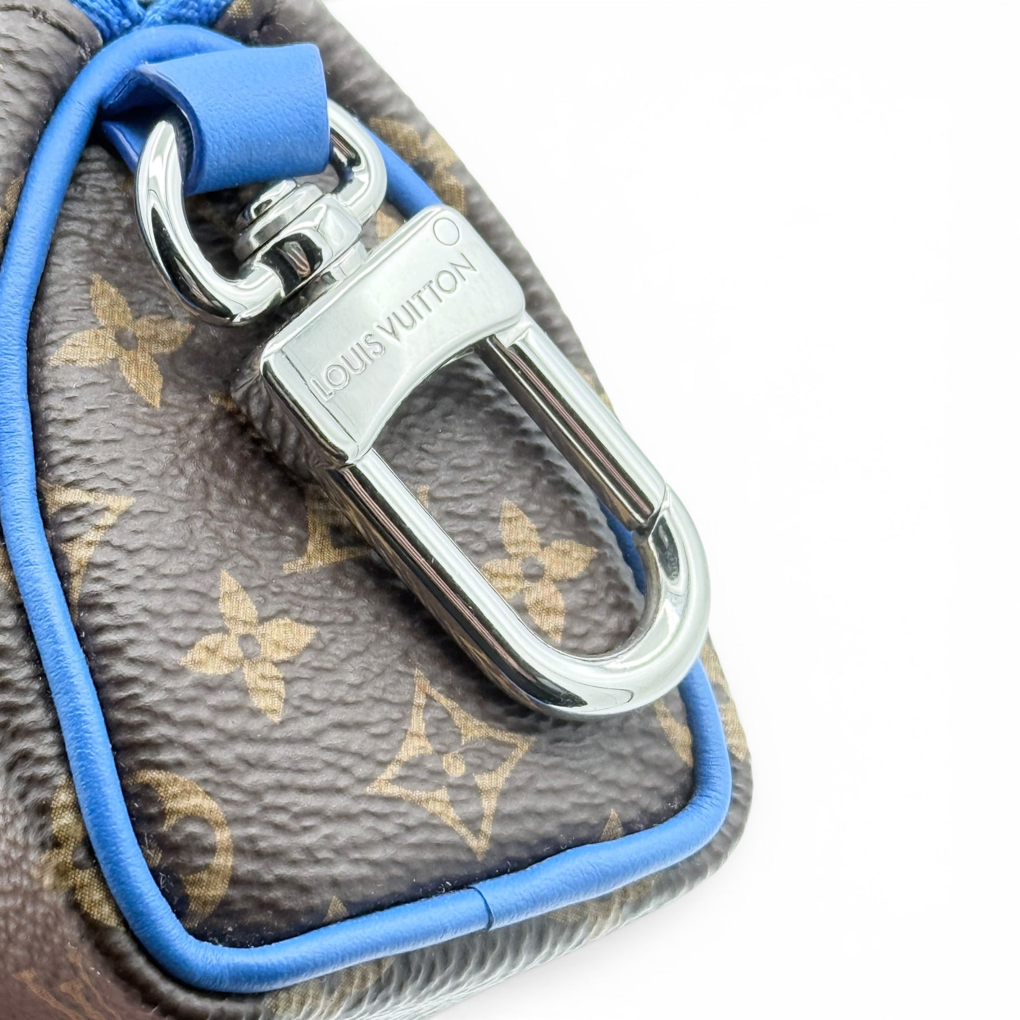 Louis Vuitton Mini Keepall Charm - Monogram Canvas & Blue Leather