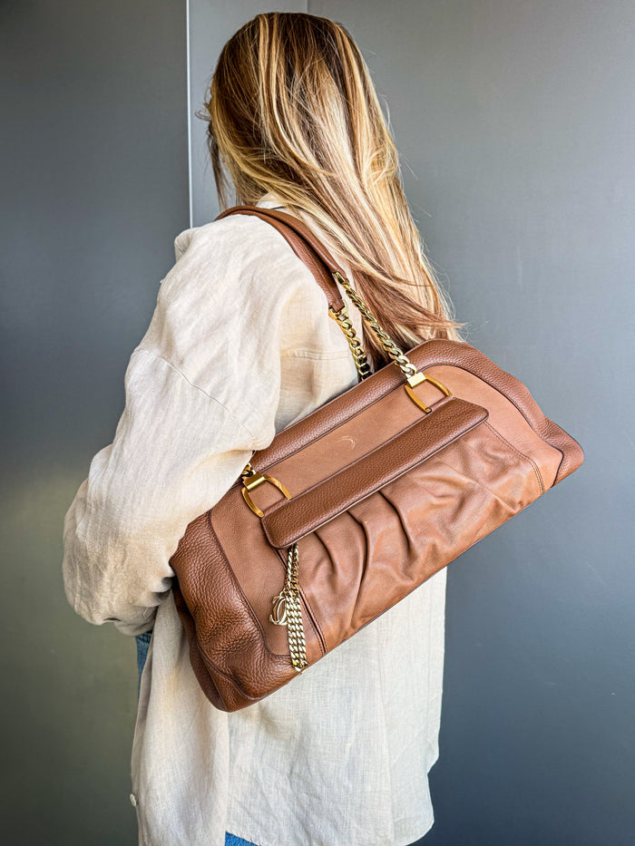 Cartier Bowler Bag – Brown Grained Leather – Gold Hardware LUXVINTAGELISBON