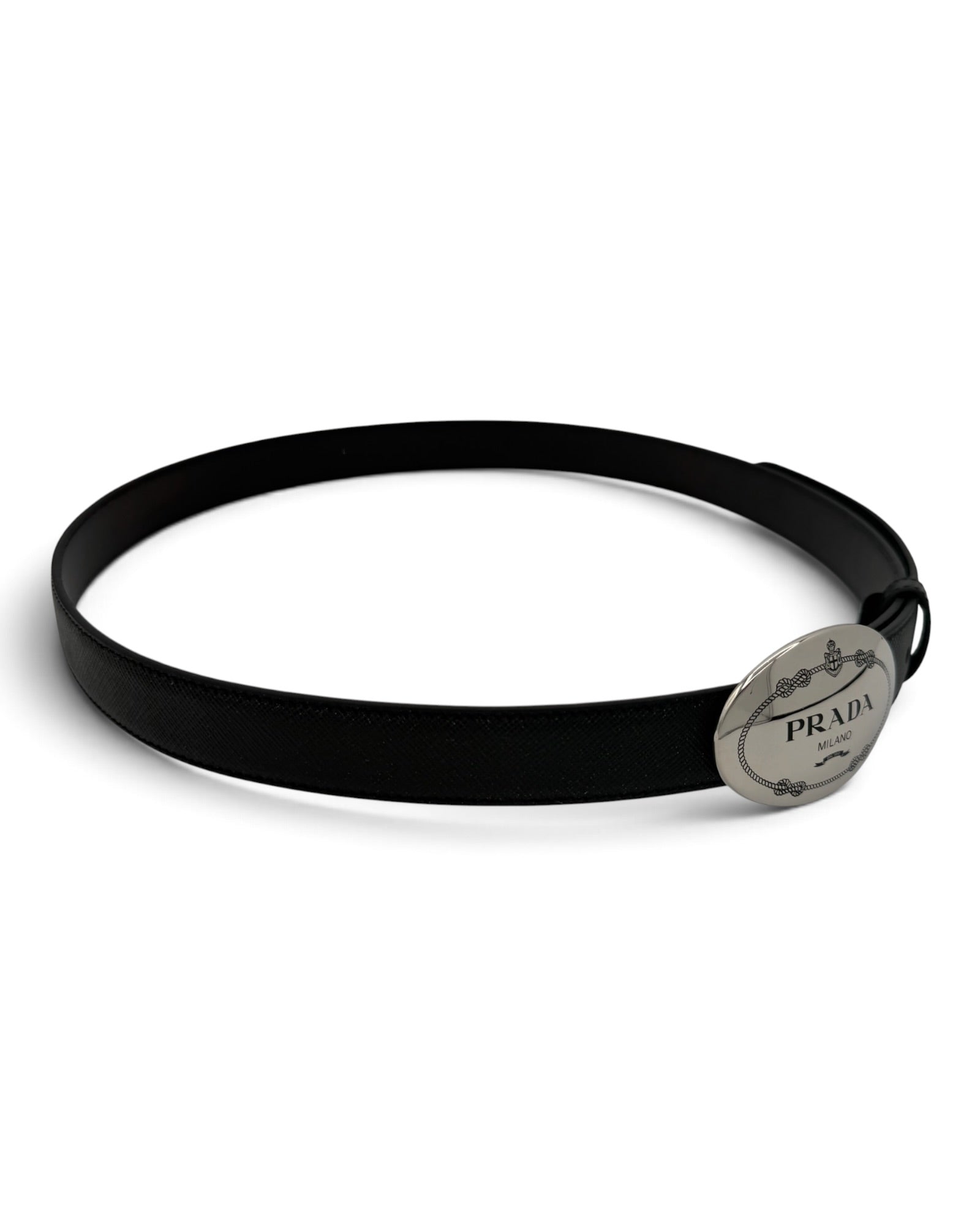 Cinto Prada em Pele Saffiano – Preto