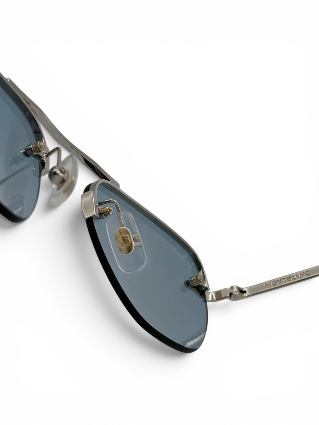 Montblanc silver-light blue sunglasses