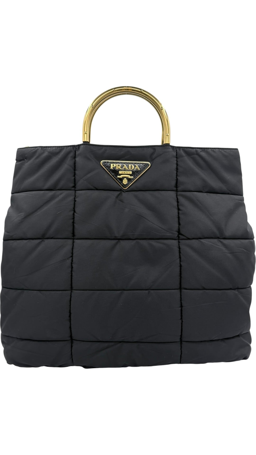 Prada Nylon Padded Tote - Black / Gold