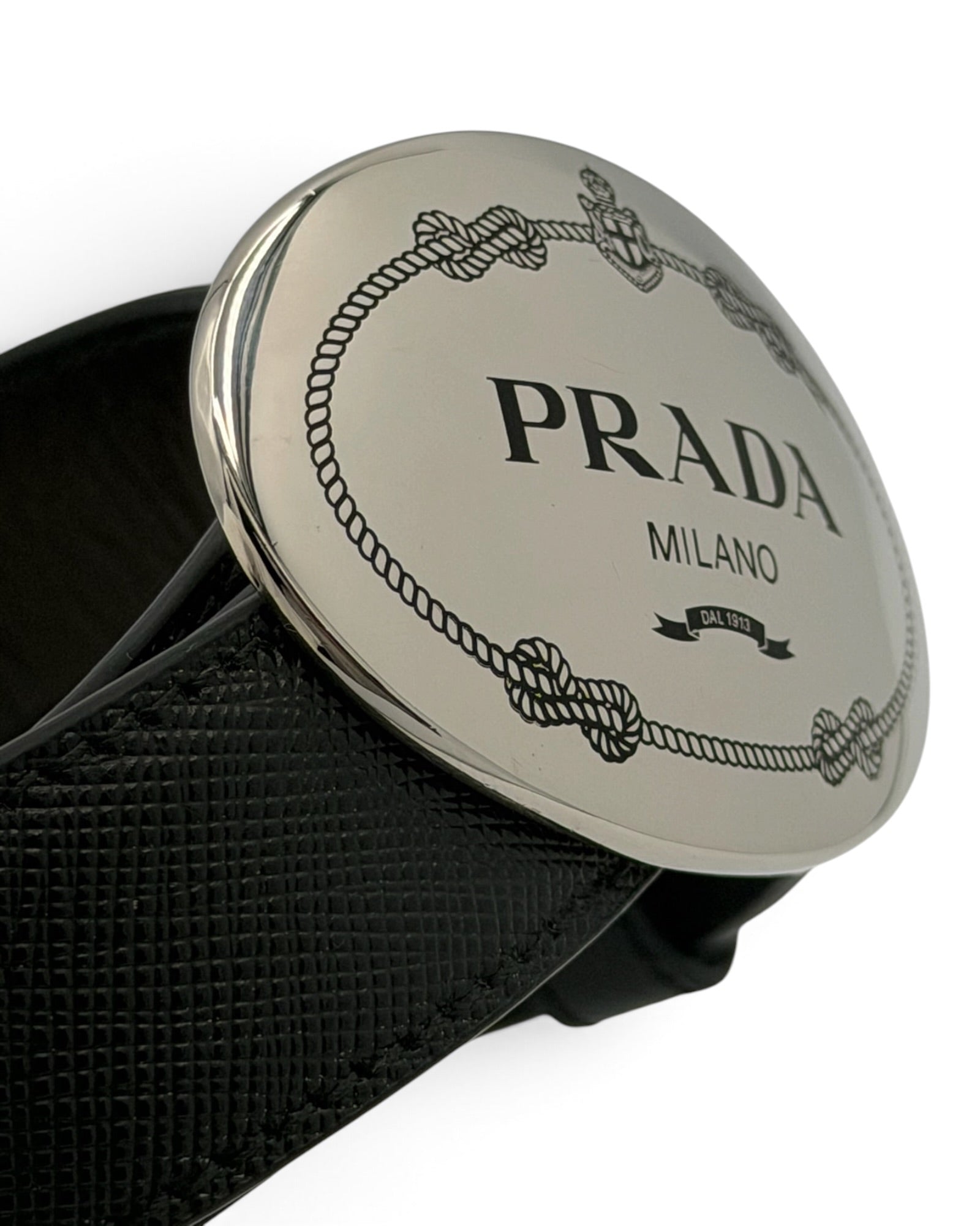 Cinto Prada em Pele Saffiano – Preto