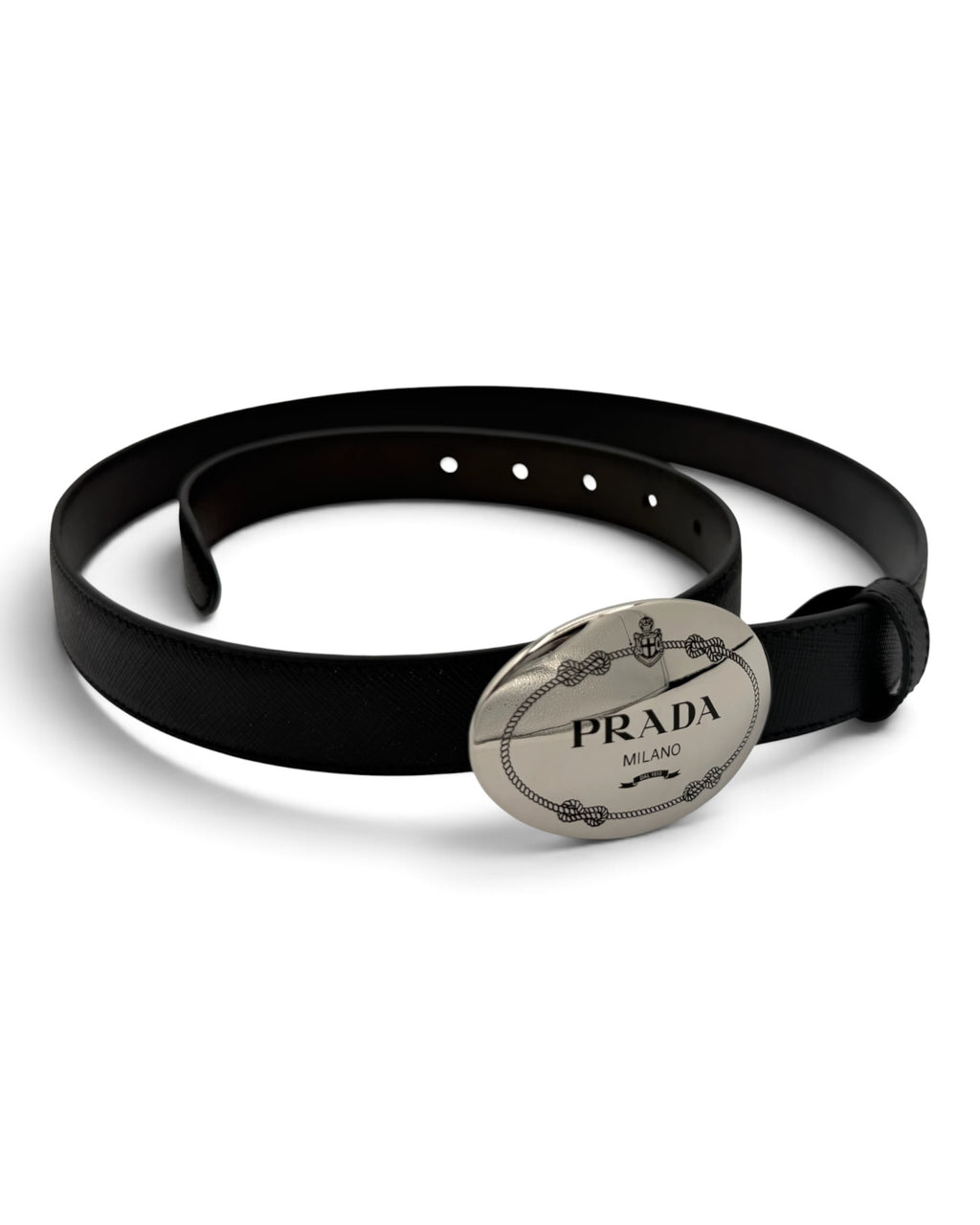 Cinto Prada em Pele Saffiano – Preto