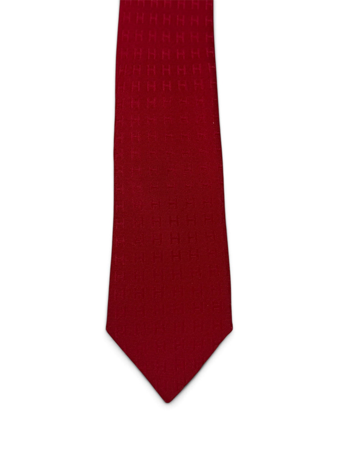 Hermès Red H Jacquard Silk Tie LUXVINTAGELISBON