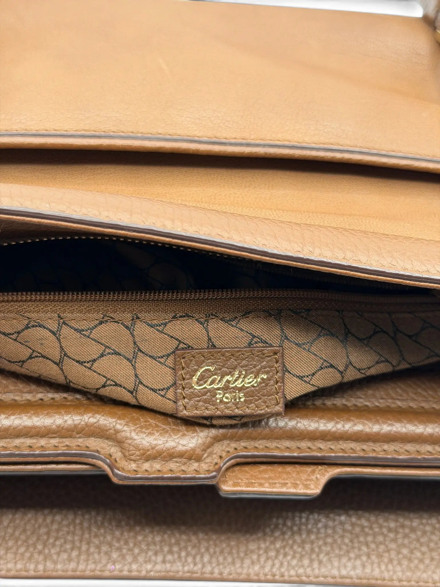 Cartier Bowler Bag – Brown Grained Leather – Gold Hardware