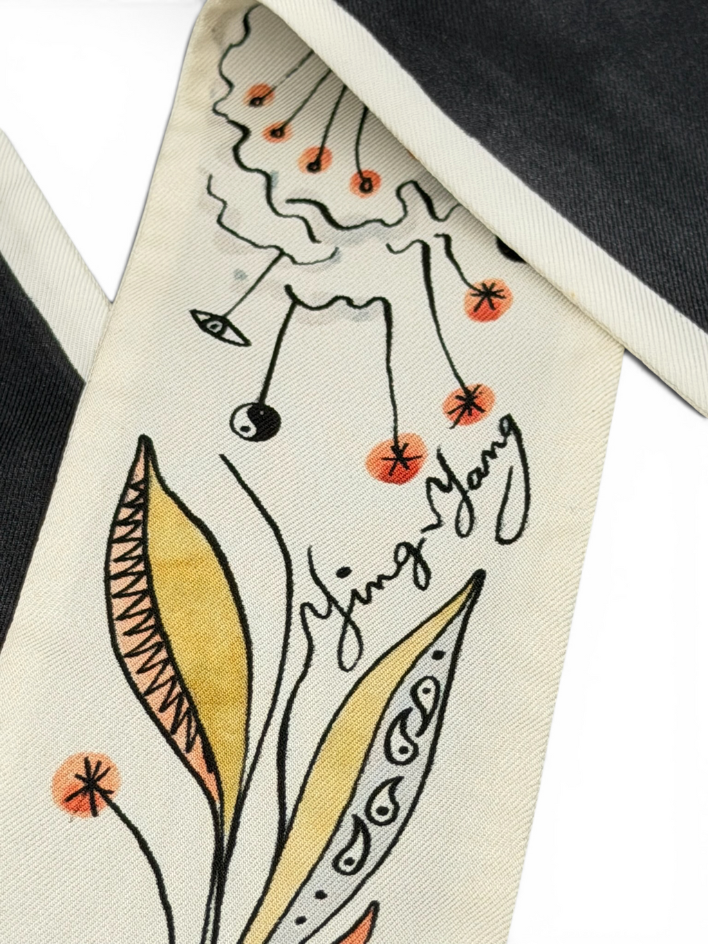 Christian Dior Twill Scarf – Yin-Yang Print – Cream