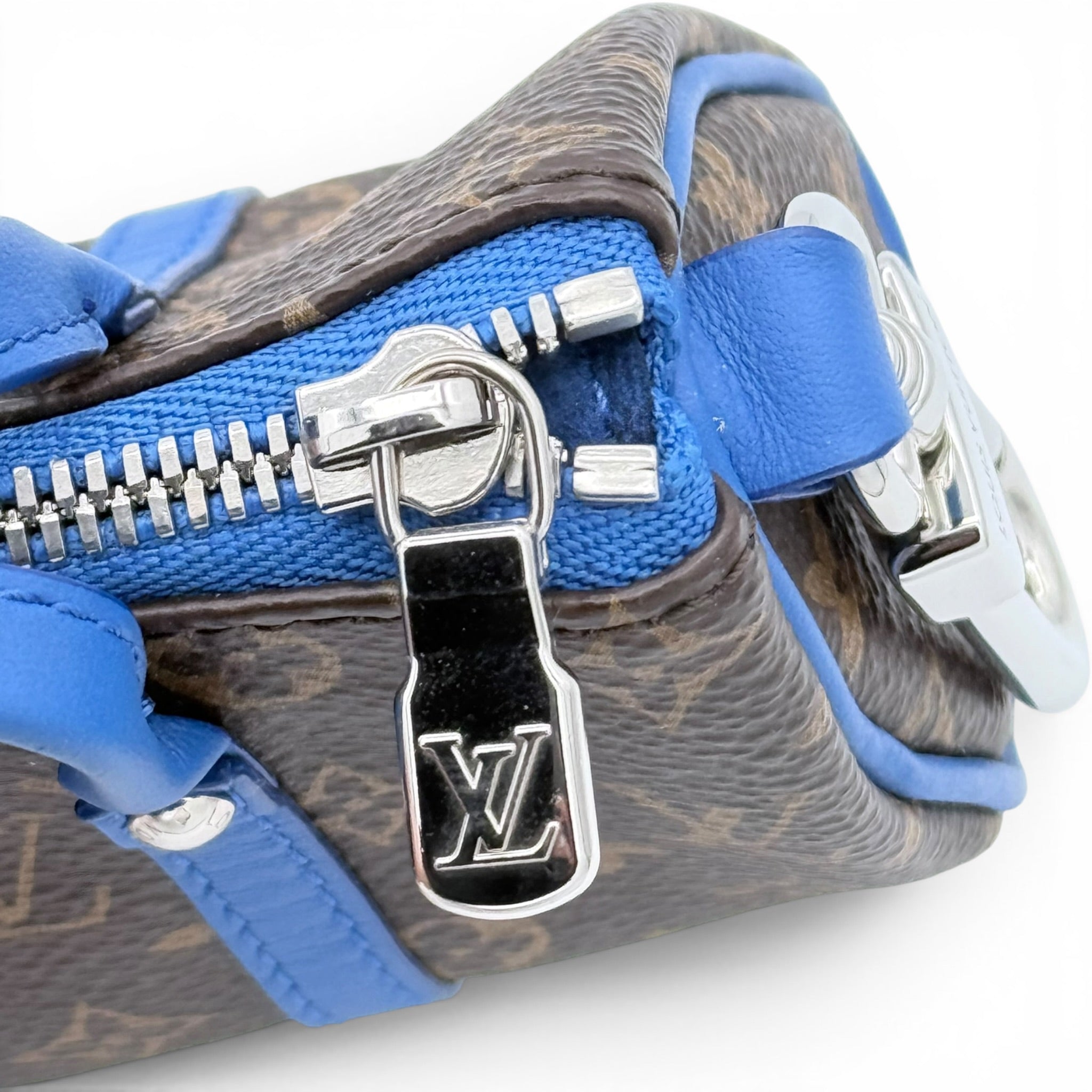 Louis Vuitton Mini Keepall Charm - Monogram Canvas & Blue Leather