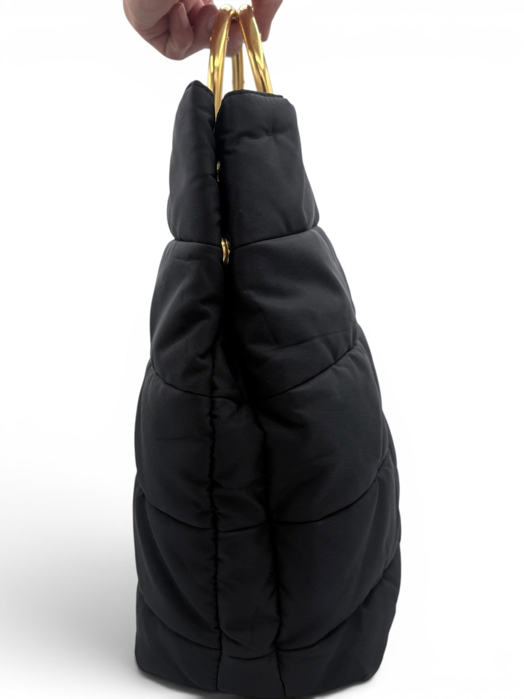 Prada Nylon Padded Tote - Black / Gold