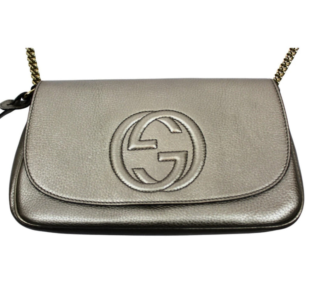 Gucci Soho Flap Disco – Metallic Leather (Gold / Silver)