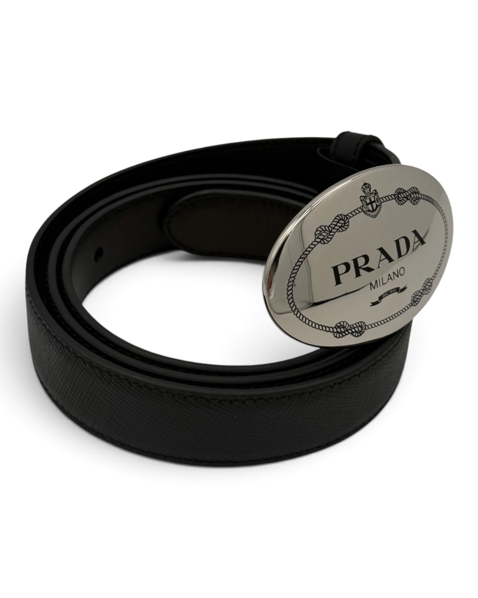 Cinto Prada em Pele Saffiano – Preto