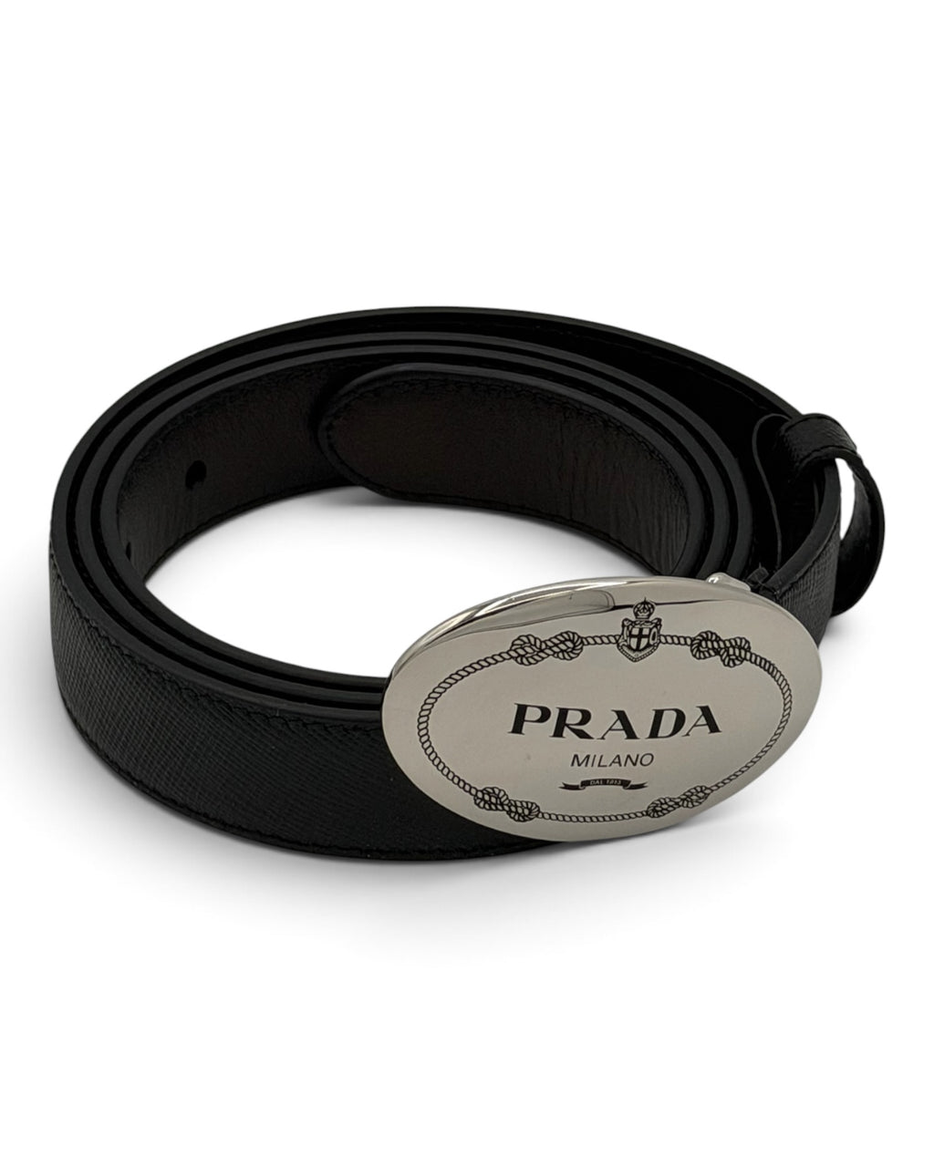 Cinto Prada em Pele Saffiano – Preto