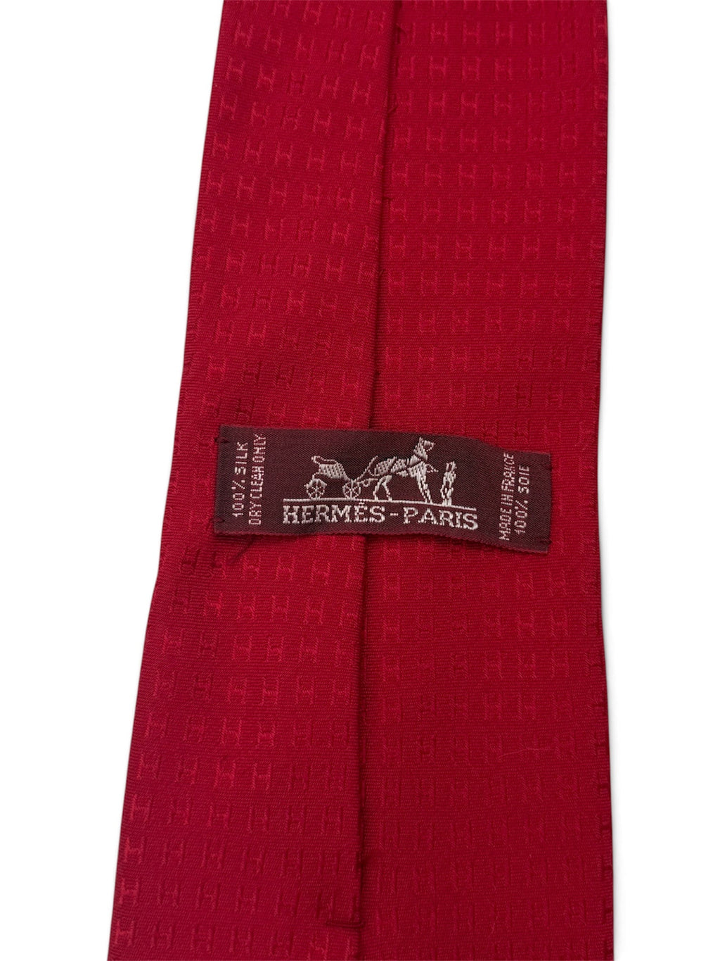 Hermès Red H Jacquard Silk Tie LUXVINTAGELISBON