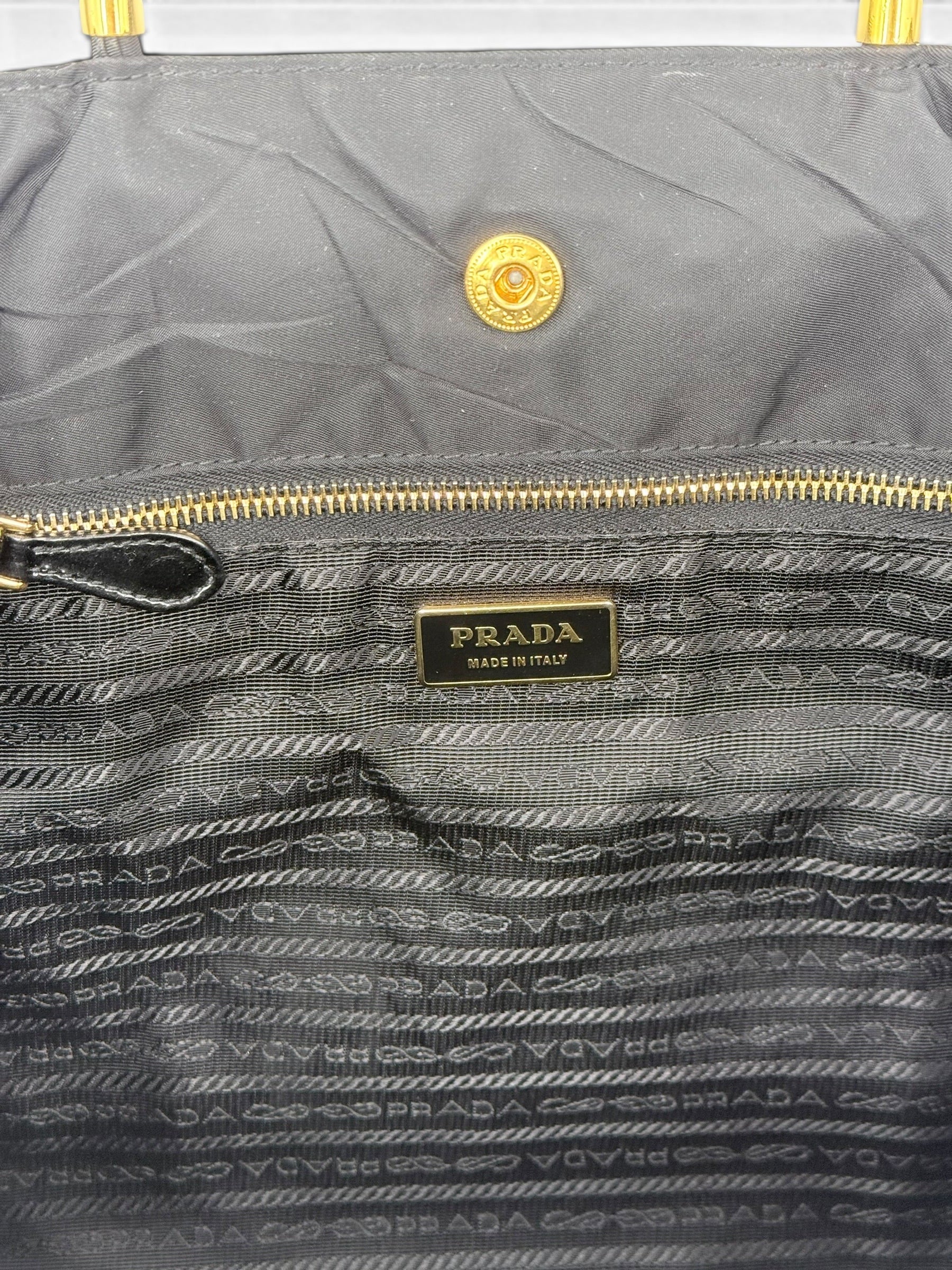 Prada Nylon Padded Tote - Black / Gold