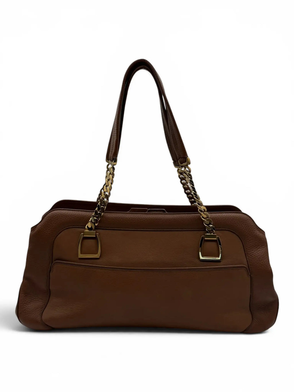 Cartier Bowler Bag – Brown Grained Leather – Gold Hardware