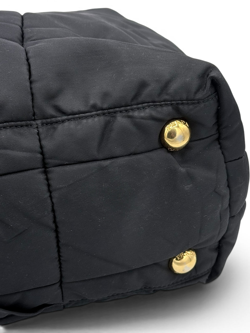 Prada Nylon Padded Tote - Black / Gold