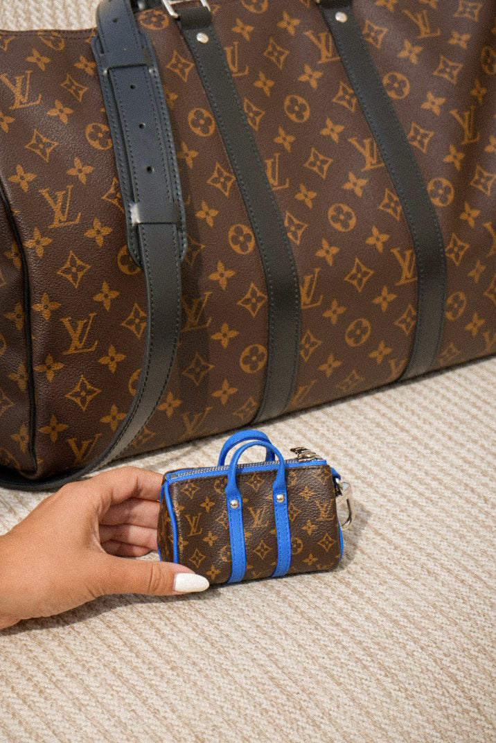 Louis Vuitton Mini Keepall Charm - Monogram Canvas & Blue Leather