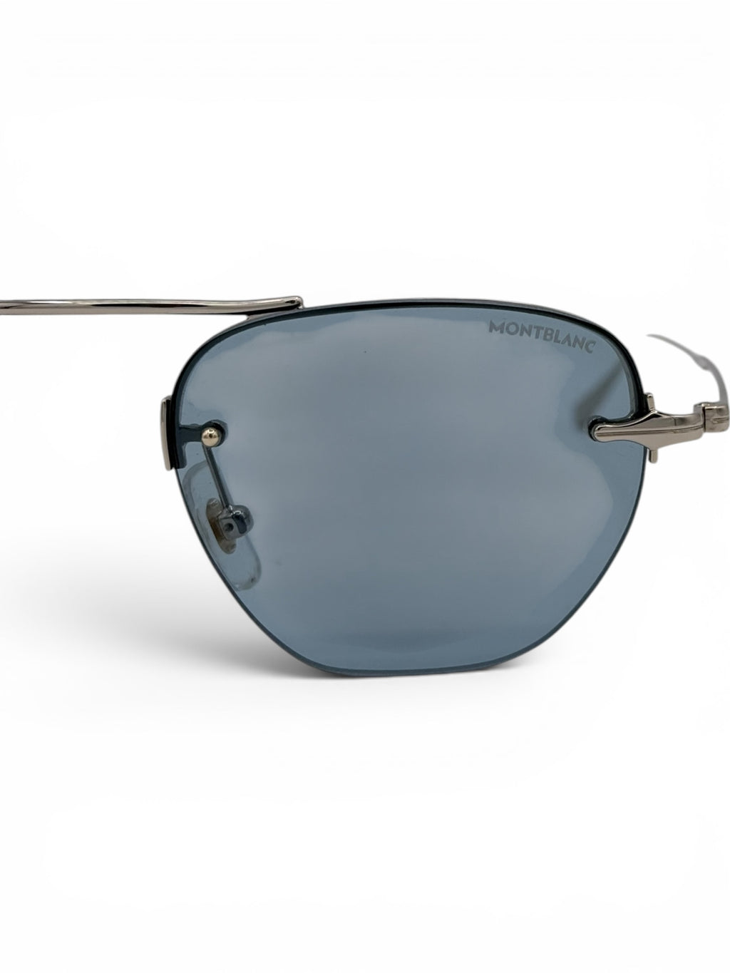 Montblanc silver-light blue sunglasses