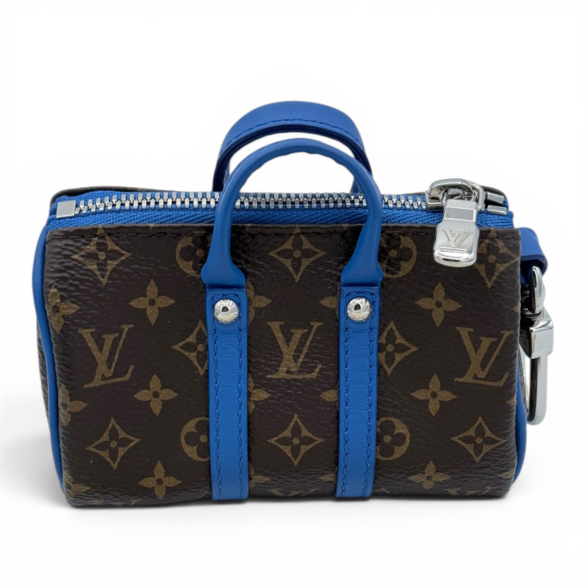 Louis Vuitton Mini Keepall Charm - Monogram Canvas & Blue Leather