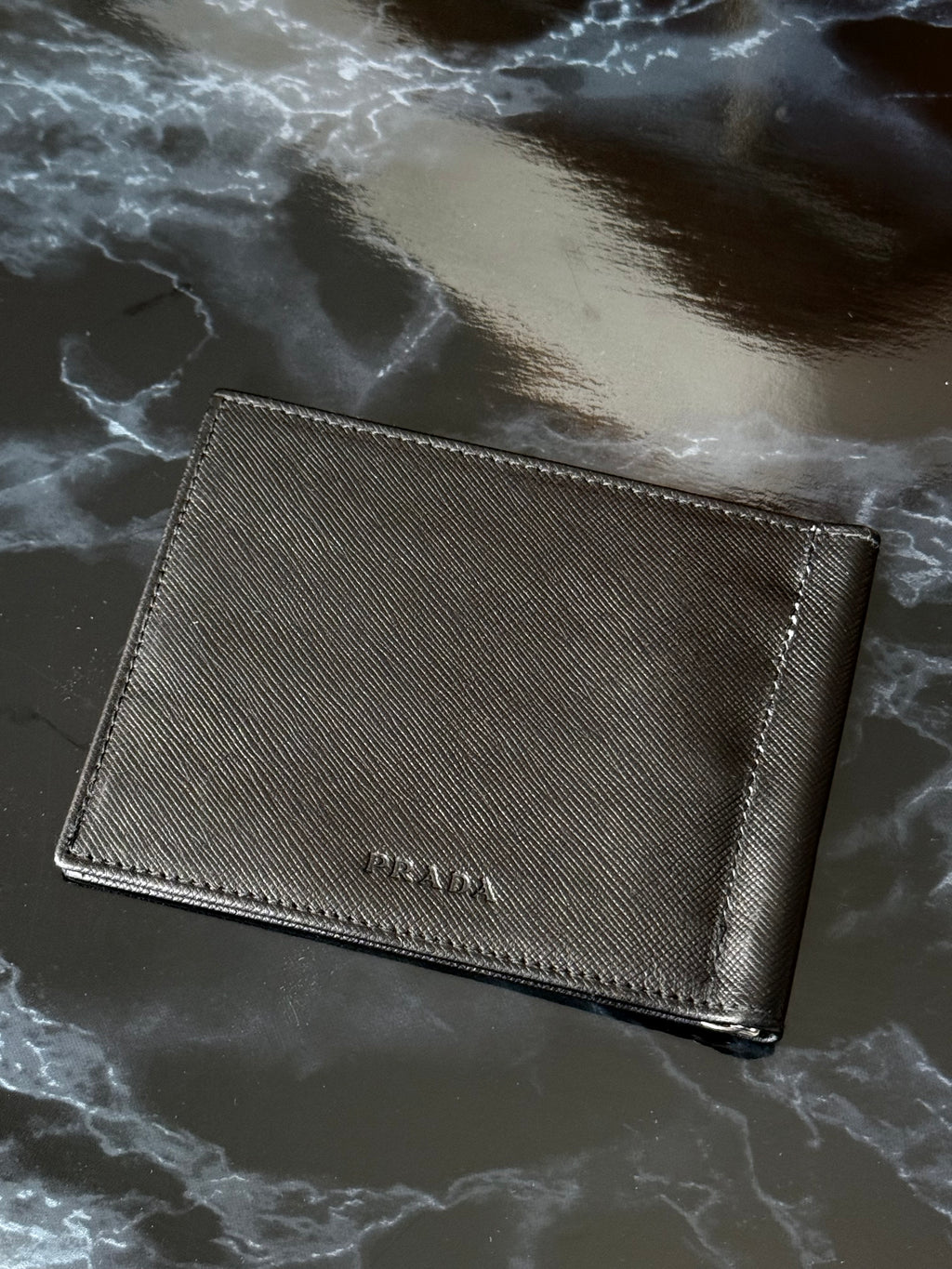 Prada Saffiano Leather Money Clip Wallet – Black